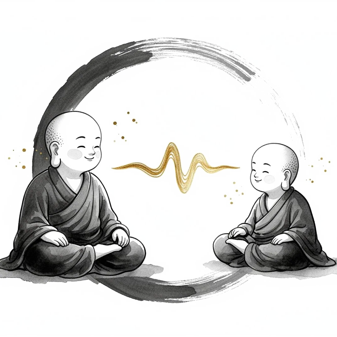Two Buddhas in dialogue, a calm exchange of words